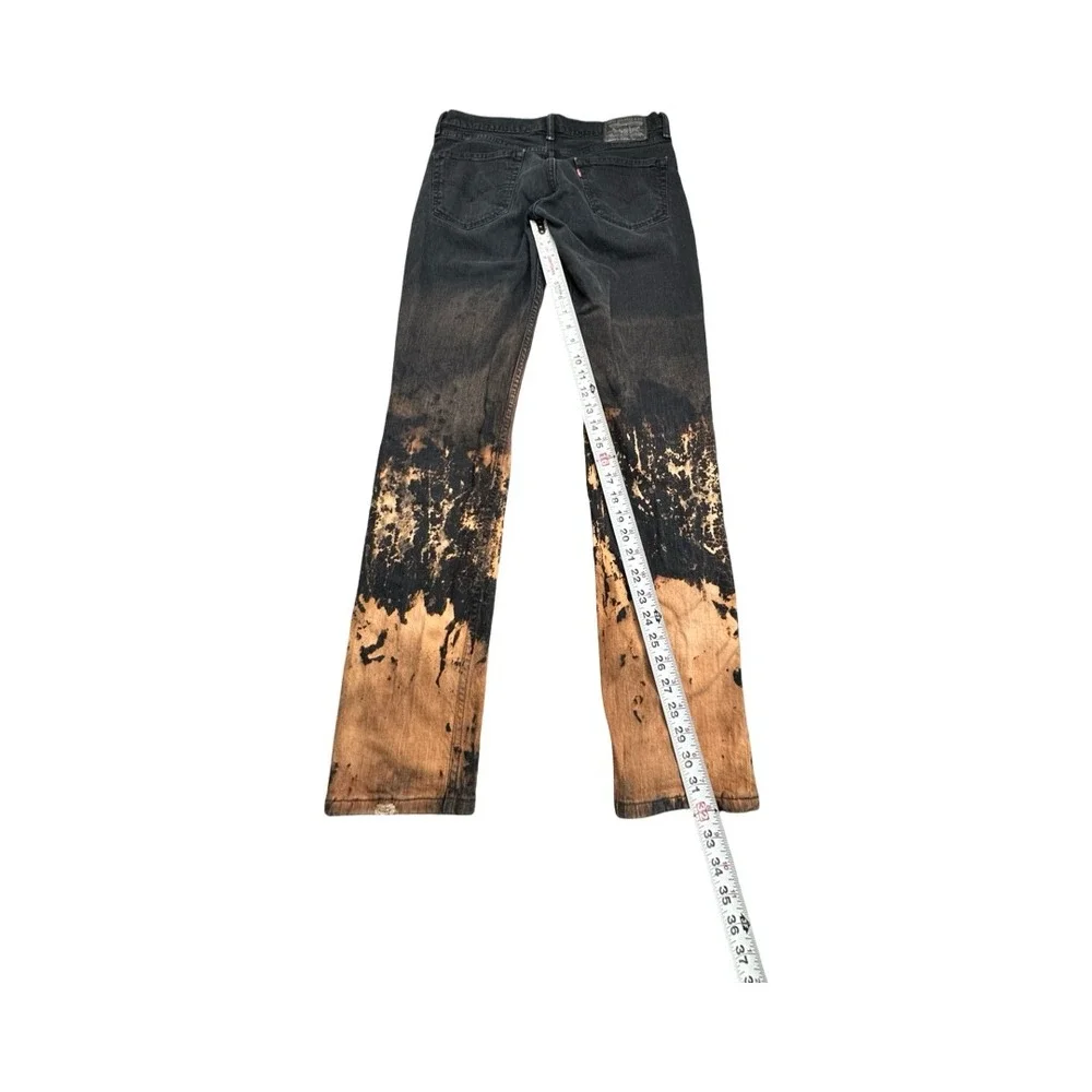 Levi's Jeans Mens W32 L32 Black 511 Slim Fit Bleach Dip Dye Custom Punk Grunge